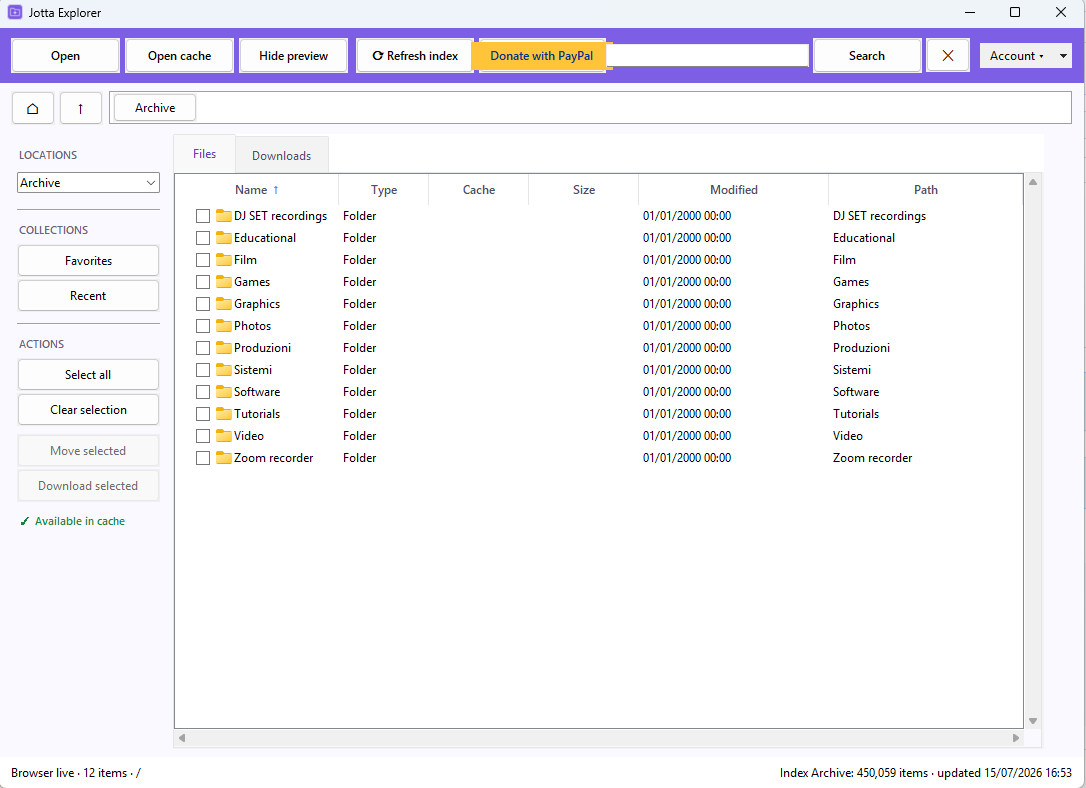 Interfaccia di Jotta Explorer